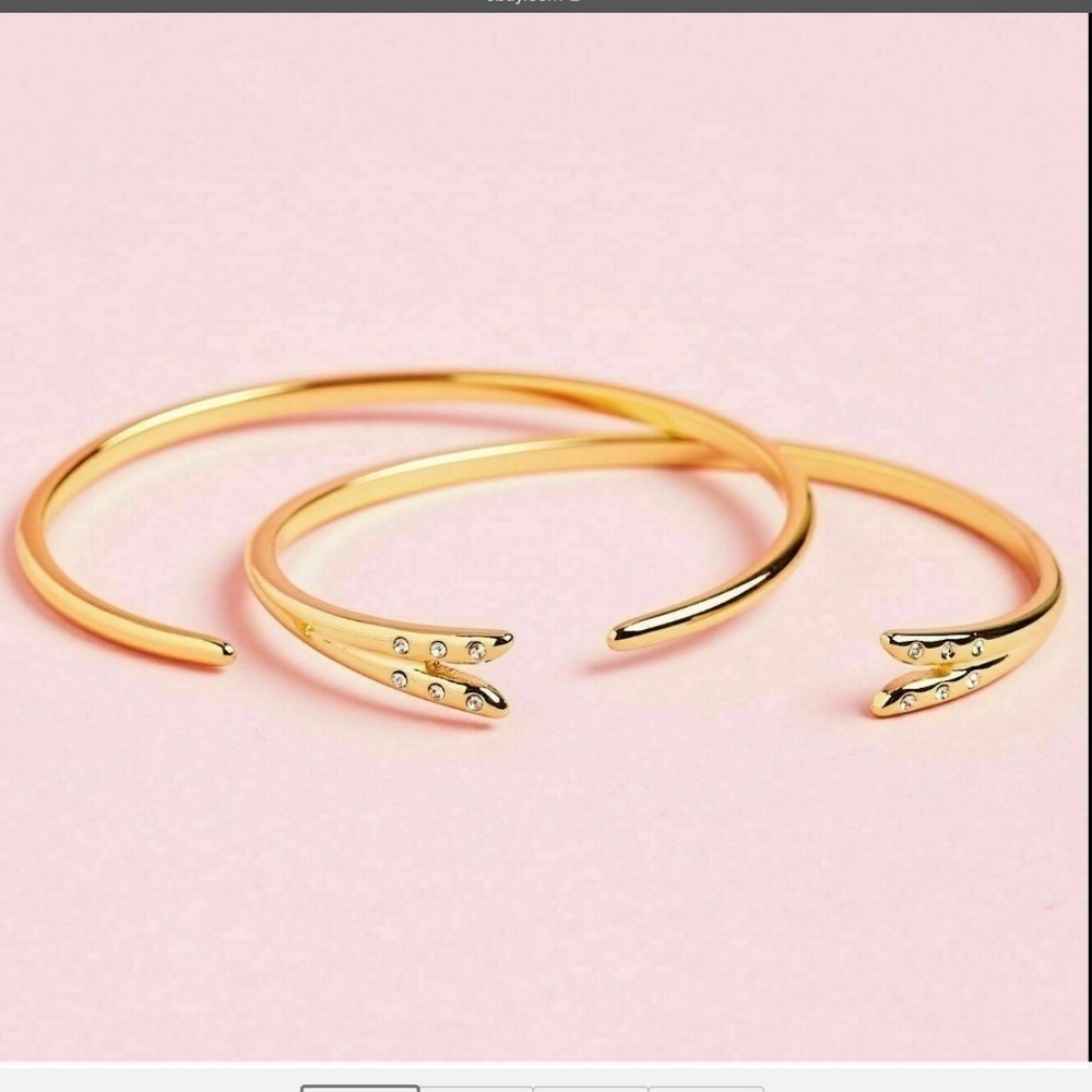 Michelle Campbell - 2 fine Elegant Gold open Bangles Dainty Delicate Luxury